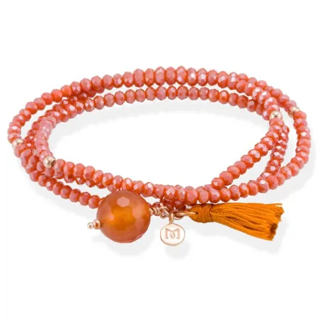 Pulsera Marina García Zen Plata Baño Oro Rosa y Cristal Strass Coral 90103UC