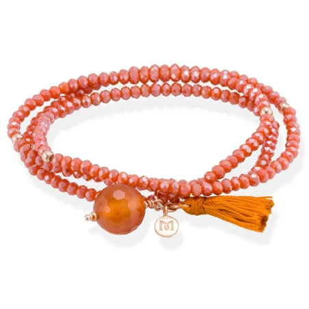 Pulsera Marina García Zen Plata Baño Oro Rosa y Cristal Strass Coral 90103UC