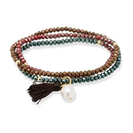 Pulsera Marina García Zen Multicolor, Plata Baño Oro y Perla Cultivada 90721UP