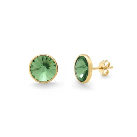 Pendientes Victoria Cruz Basic Plata Baño Oro y Cristal Verde A2791-14DT