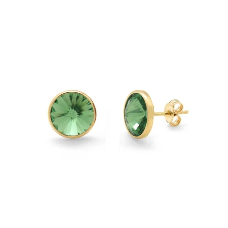 Pendientes Victoria Cruz Basic Plata Baño Oro y Cristal Verde A2791-14DT