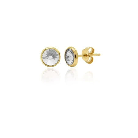 Pendientes Victoria Cruz Basic Plata Baño Oro y Cristal Blanco A3331-07DT