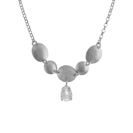 Collar Corto Victoria Cruz Noise Plata Baño Rodio y Cristal Blanco A5020-07HG
