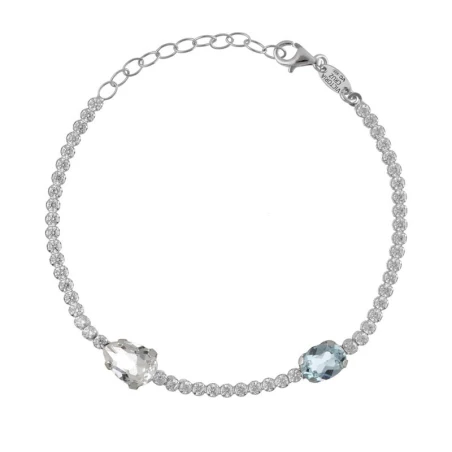 Pulsera Victoria Cruz Clarity Plata Baño Rodio y Cristales Blancos y Azul A5040-91HP