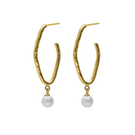 Pendientes Victoria Cruz Radiance Aro Plata Baño Oro y Perla A5084-00DT