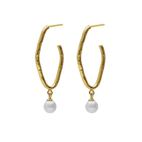 Pendientes Victoria Cruz Radiance Aro Plata Baño Oro y Perla A5084-00DT