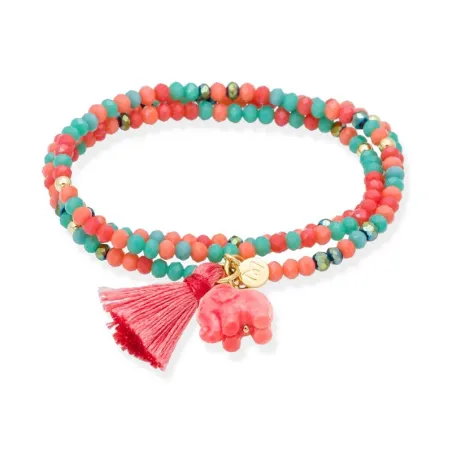 Pulsera Marina García Zen Mandarina Plata Baño Oro y Elefante 90807UE