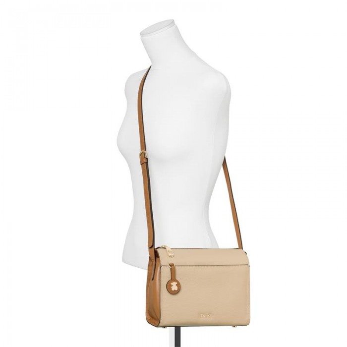 Bandolera Rose Bear  Color Cuero Beige Material Piel Familia Bolsos