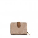 Billetero pequeño señora TOUS Valsaria de lona en color piedra