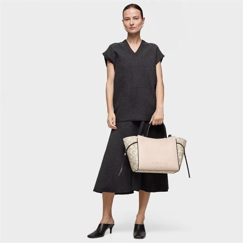 Bolso City TOUS Kaos Icon Beige y Negro Mediano 2002186651